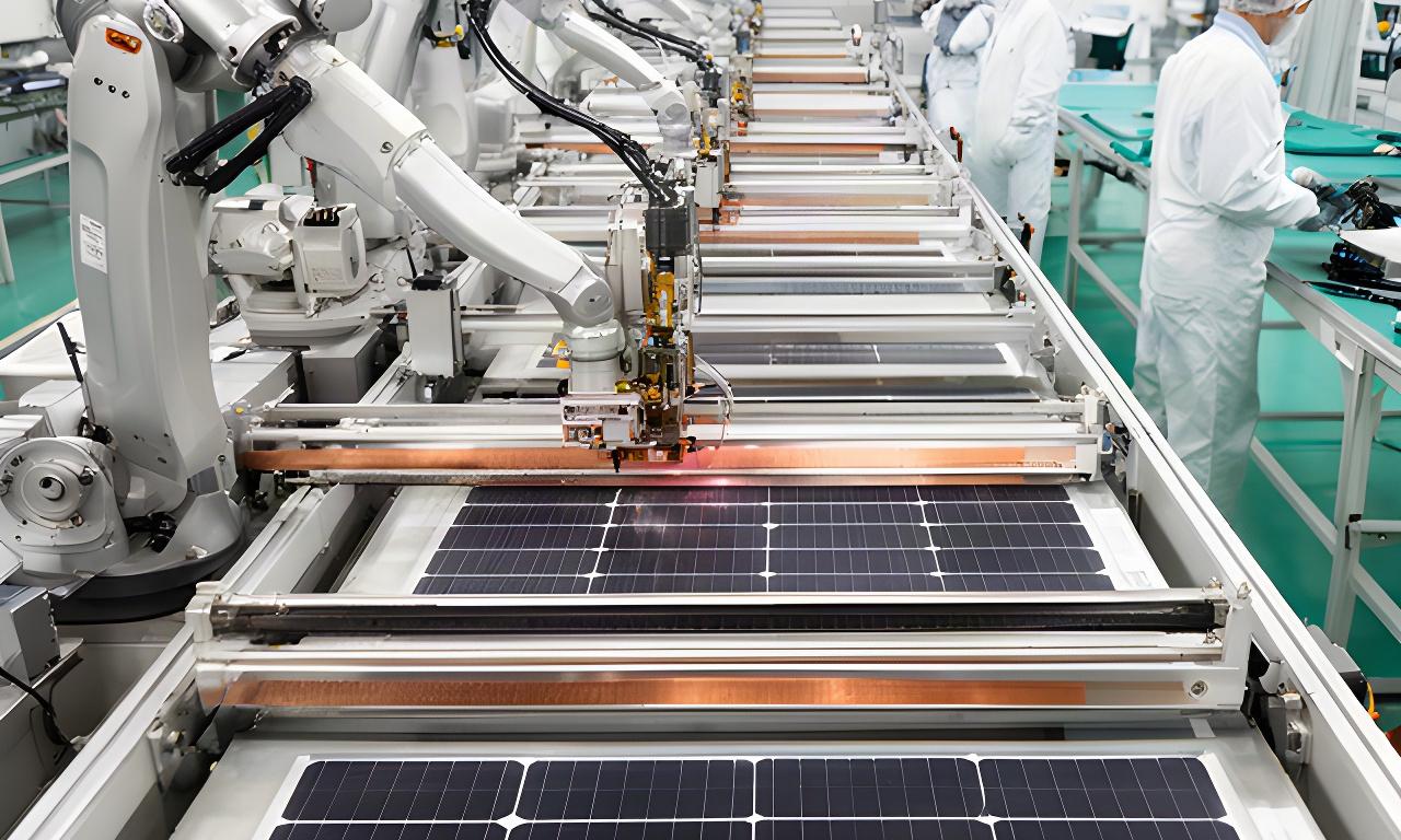 Línea automatizada de corte y soldadura de células fotovoltaicas en la fábrica de Zuera