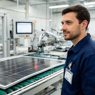 Gos Abla, responsable de producción, supervisando una línea de ensamblaje de paneles solares